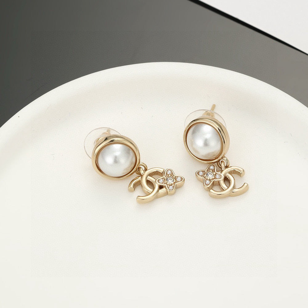 Signature Emblem Stud Earrings in Silver-Tone – Design 020 front product view