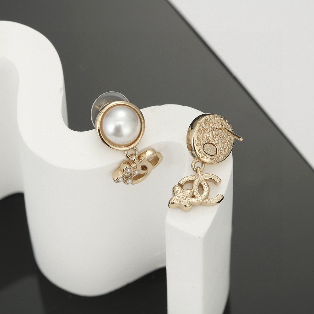 Signature Emblem Stud Earrings in Silver-Tone – Design 020 detail view