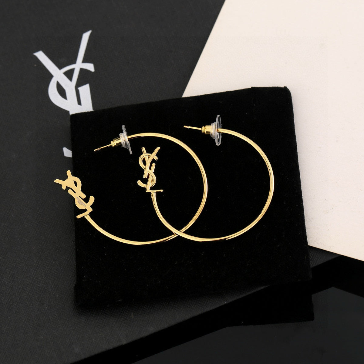 Geometric Emblem Stud Earrings in Gold-Tone – Design 008 main product view
