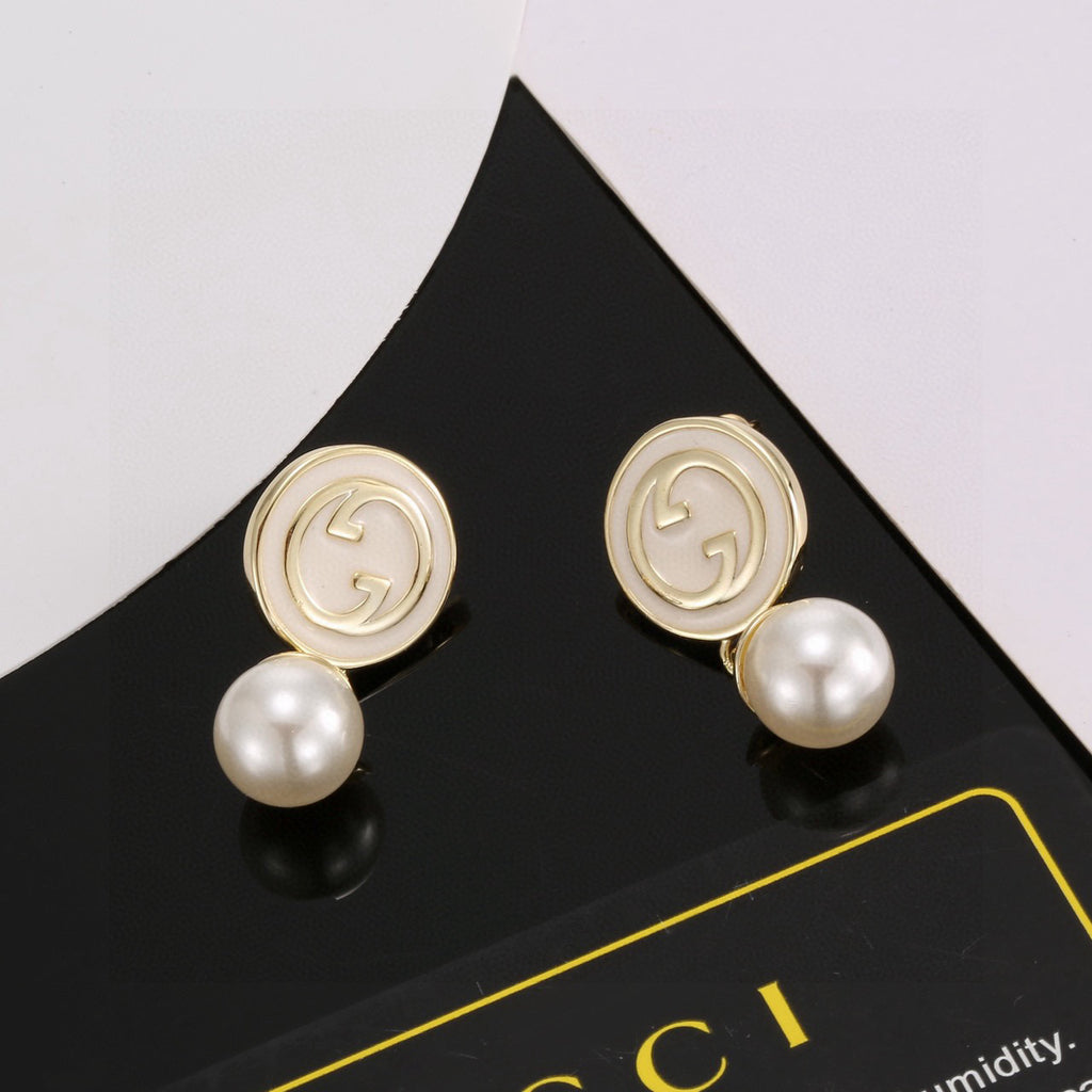 Geometric Emblem Stud Earrings in Polished Metal-Tone – Design 035 main product view