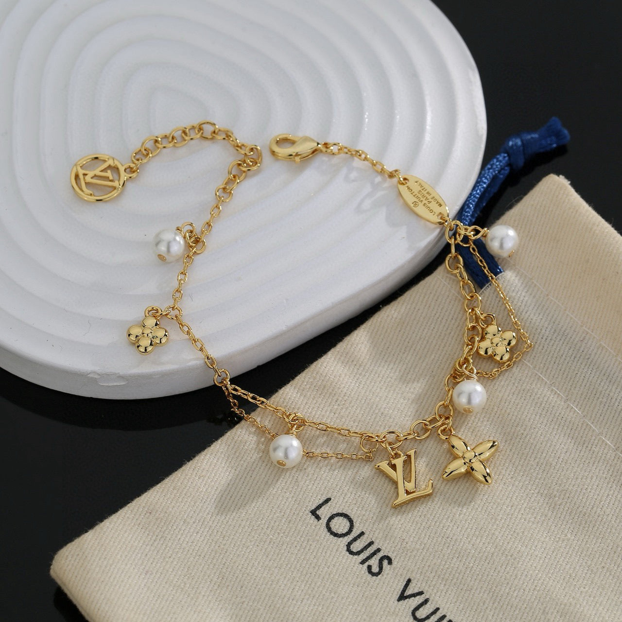 Letter Emblem Bracelet in Polished Metal-Tone – Design 030 main product view