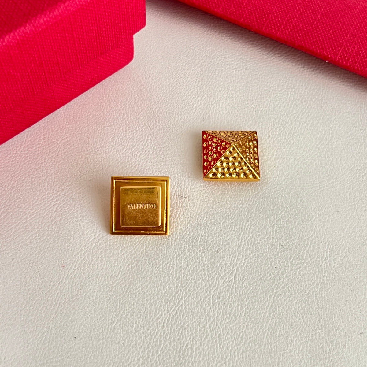 Signature Emblem Statement Earrings in Polished Metal-Tone – Design 07 close-up view