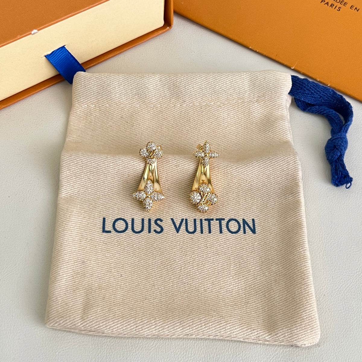 Geometric Emblem Stud Earrings in Polished Metal-Tone – Design 029 front product view