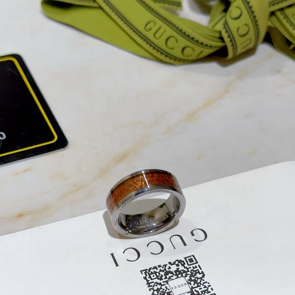 Double-G Emblem Statement Ring in Polished Metal-Tone – Design 008 close-up detail