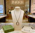 Double-G Emblem Pendant Necklace in Polished Metal-Tone – Design 132 main product view