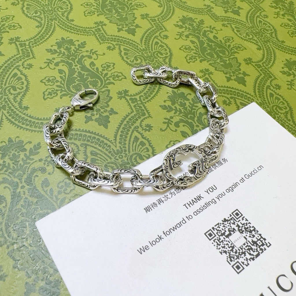 Geometric Emblem Bracelet in Polished Metal-Tone – Design 067 main product view