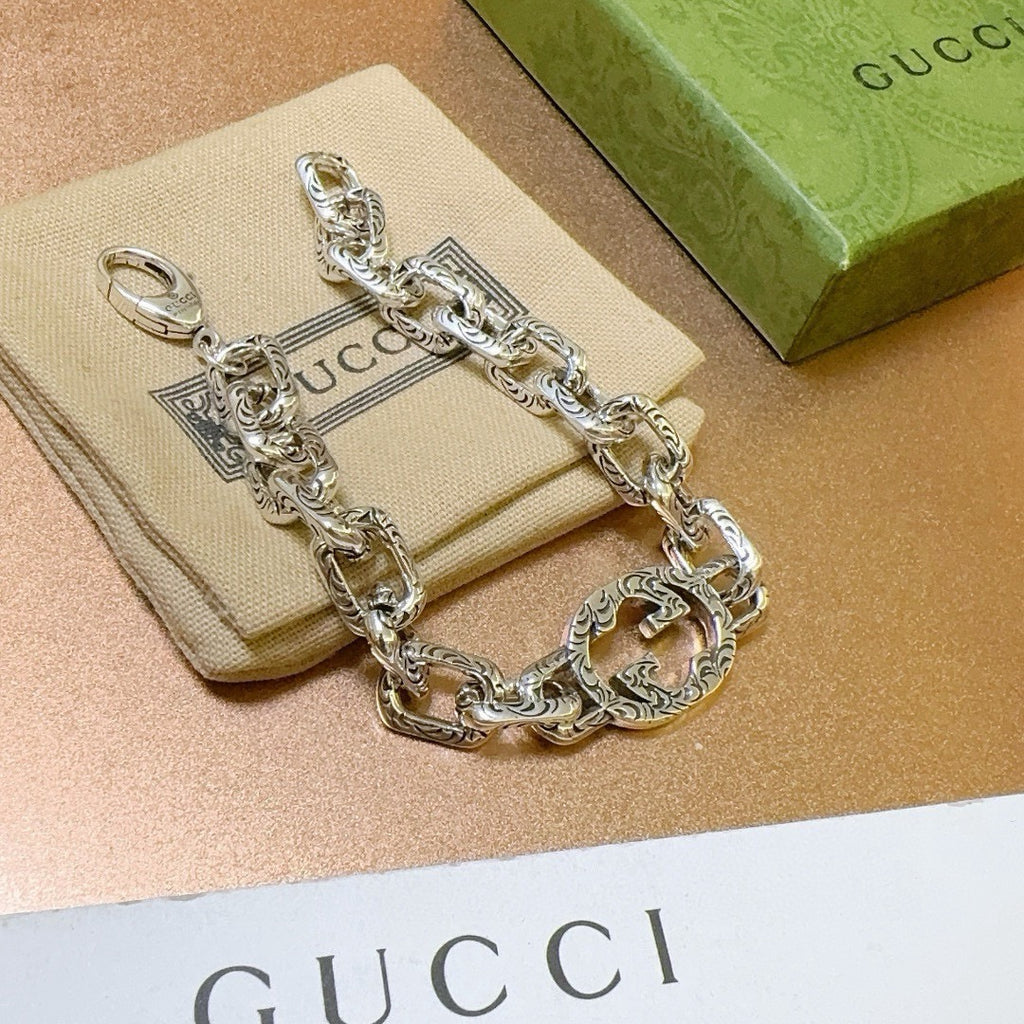 Geometric Emblem Bracelet in Polished Metal-Tone – Design 067 close-up detail
