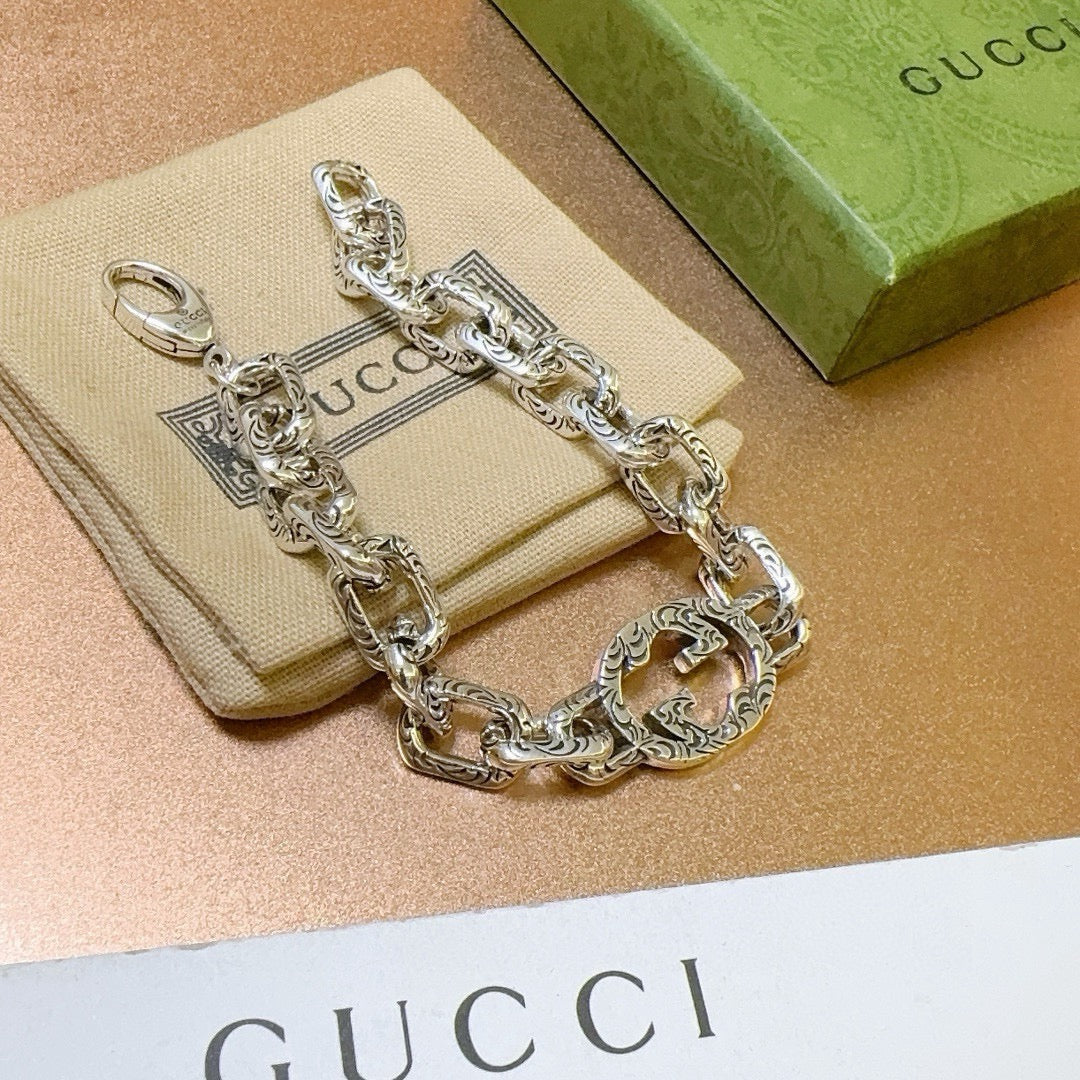 Geometric Emblem Bracelet in Polished Metal-Tone – Design 067 close-up detail