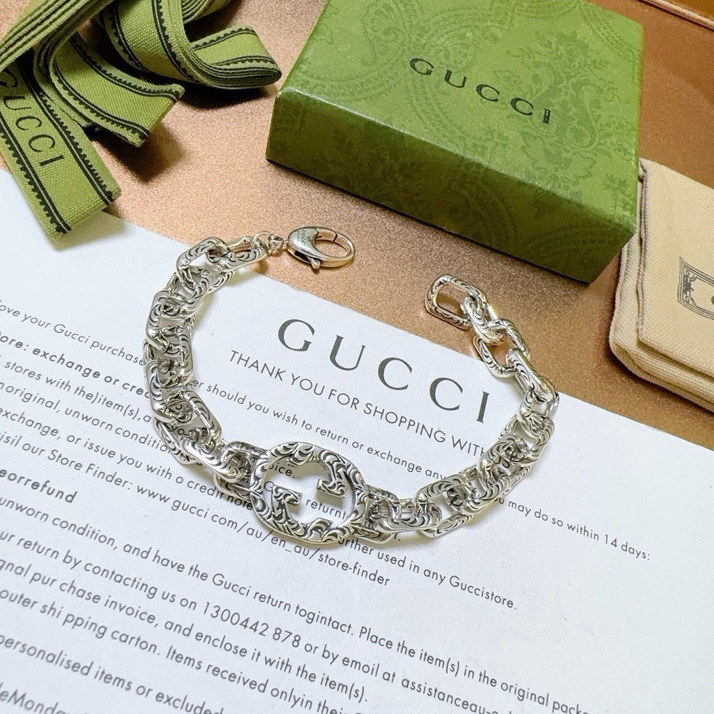 Geometric Emblem Bracelet in Polished Metal-Tone – Design 067 front product view
