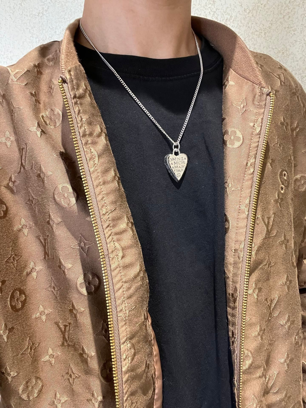 Double-G Emblem Pendant Necklace in Polished Metal-Tone – Design 130 styled product view