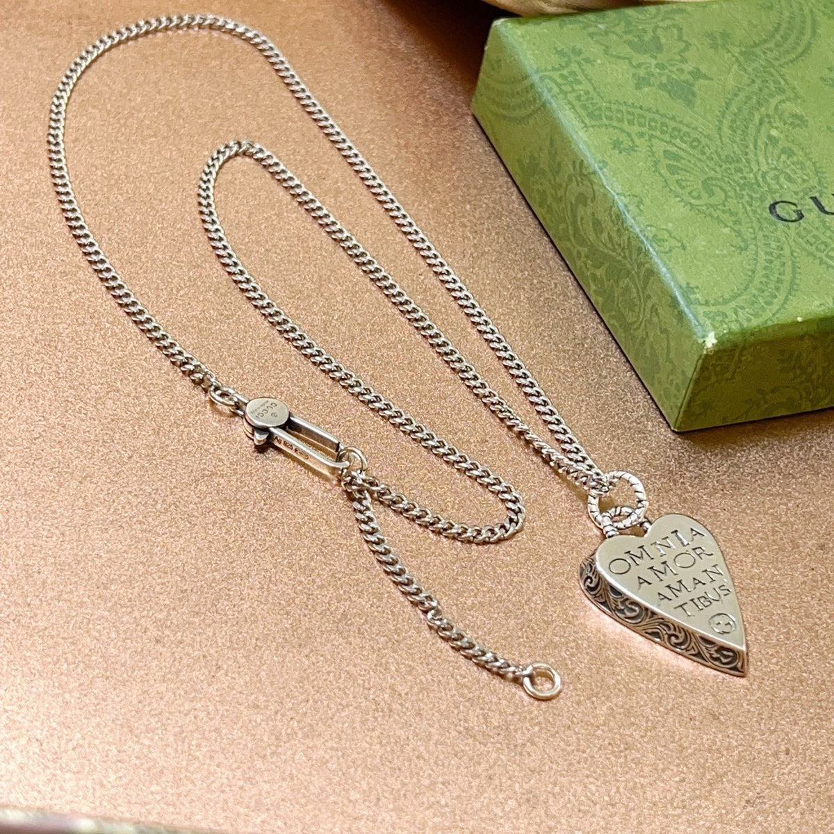 Double-G Emblem Pendant Necklace in Polished Metal-Tone – Design 130 main product view