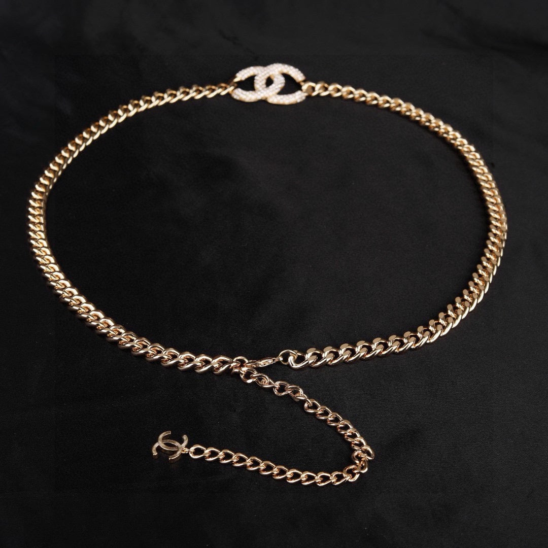 Signature Emblem Jewelry Accessory in Polished Metal-Tone – White Detail – Design 004 styled product view
