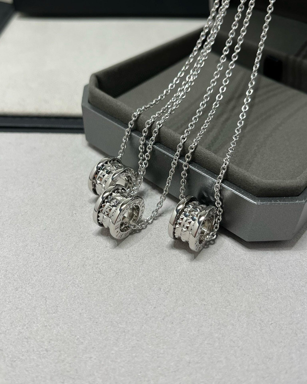 Geometric Emblem Pendant Necklace in Silver-Tone – Silver Detail – Design 002 main product view