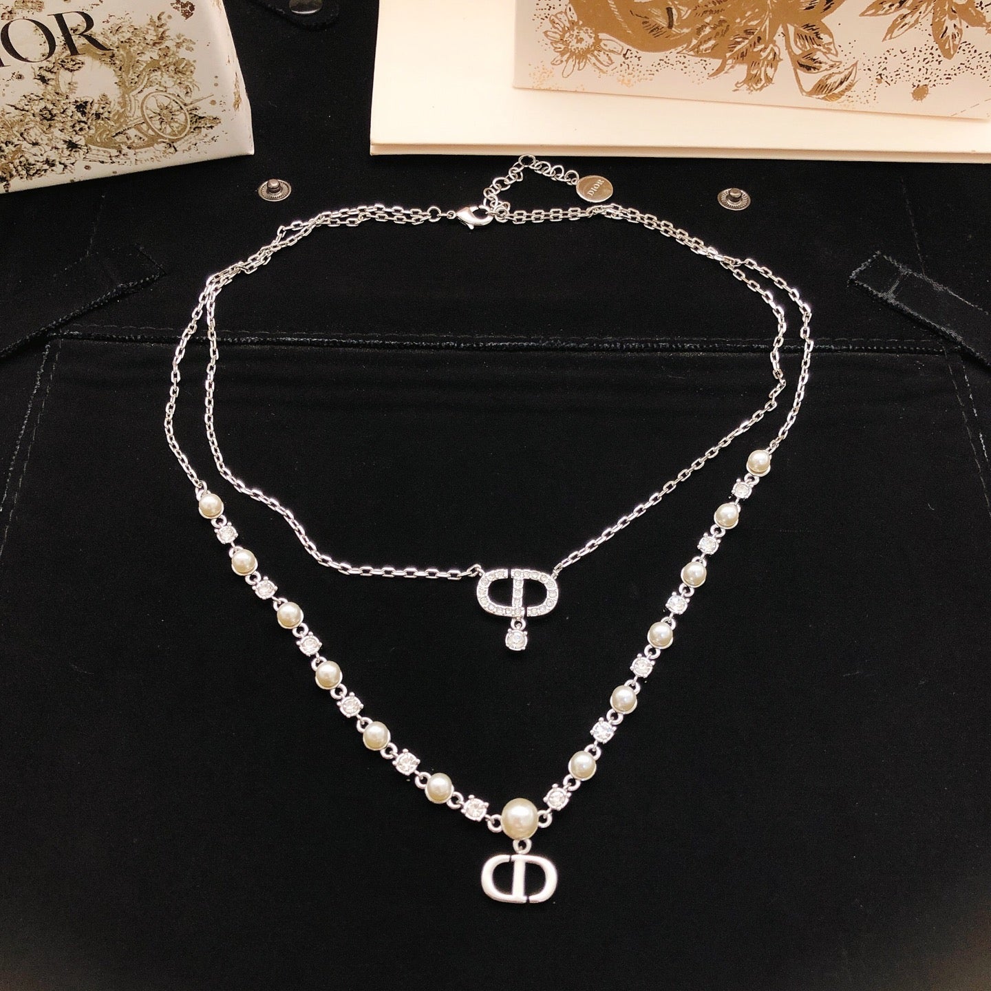 Sculptural Pendant Necklace in Polished Metal-Tone with Layered Detail – Design 005 detail view