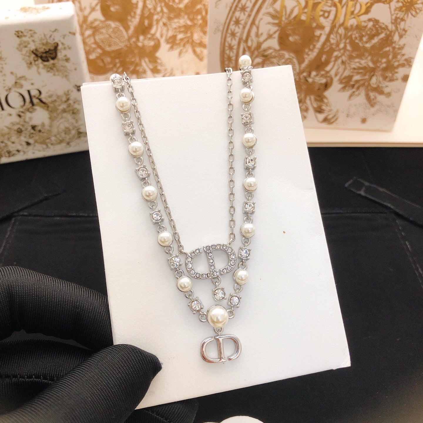 Sculptural Pendant Necklace in Polished Metal-Tone with Layered Detail – Design 005 styled view