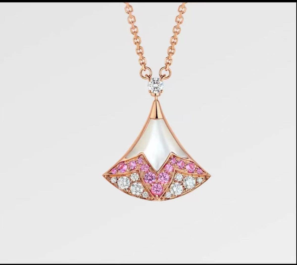 Geometric Emblem Pendant Necklace in Rose-Gold-Tone – Rose Gold Detail – Design 005 main product view