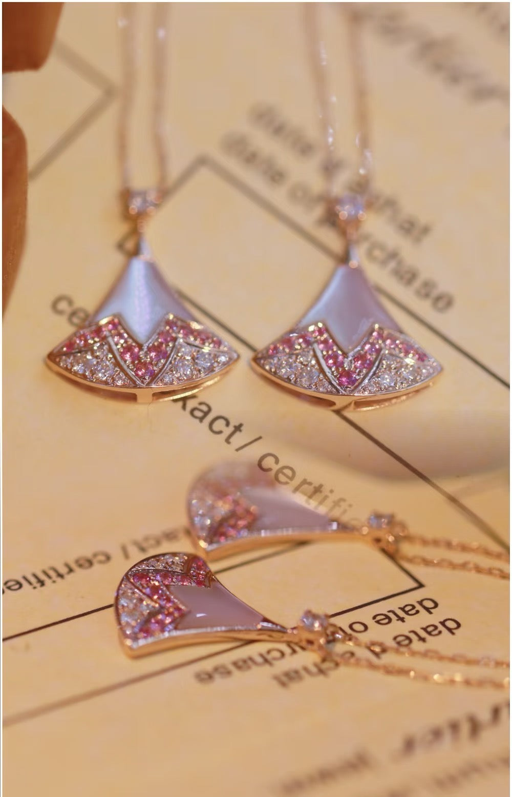 Geometric Emblem Pendant Necklace in Rose-Gold-Tone – Rose Gold Detail – Design 005 detail view