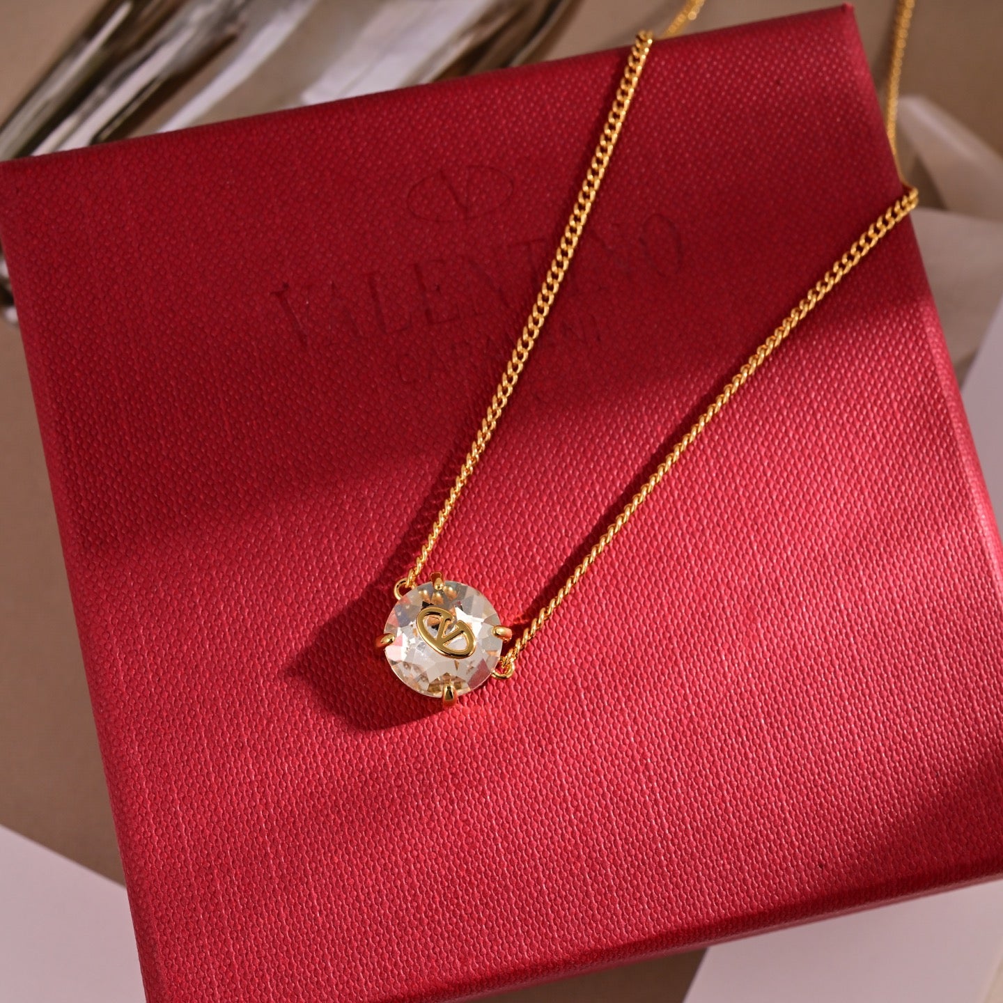 Signature Emblem Pendant Necklace in Polished Metal-Tone – Design 08 main product view