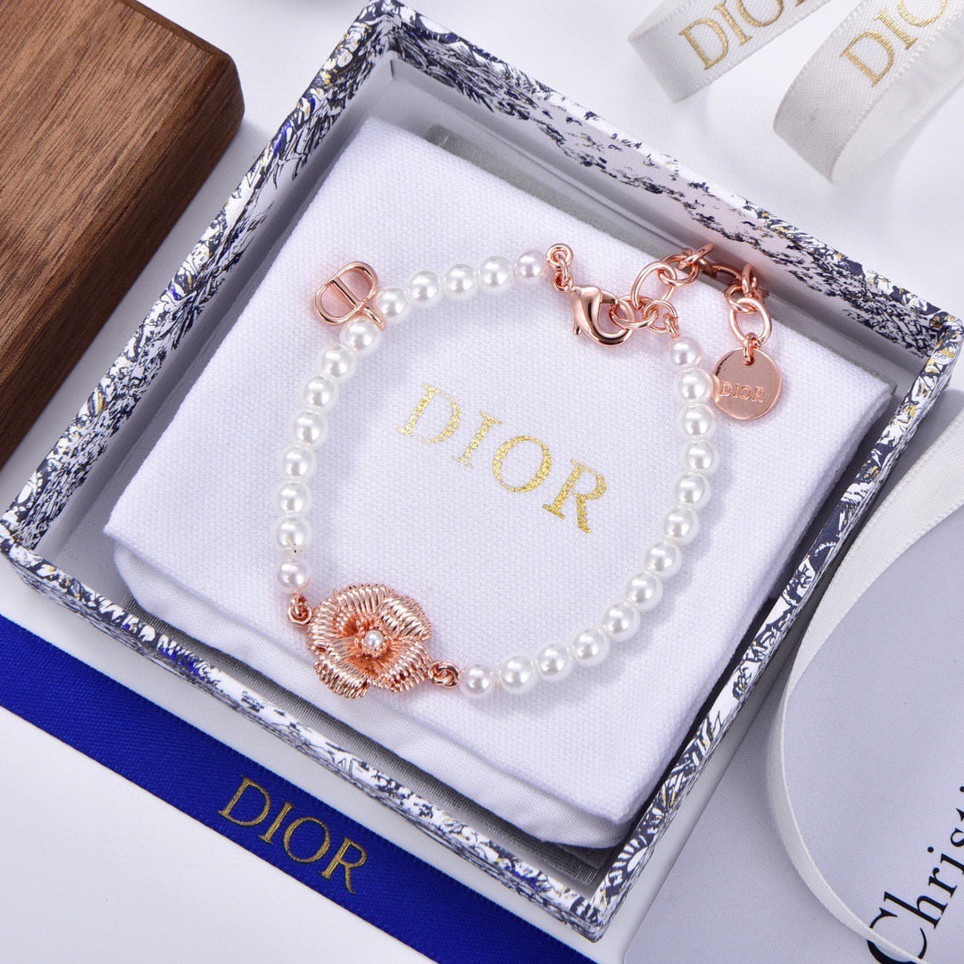 Floral Motif Stud Earrings in Rose-Gold-Tone – Design 002 main product view
