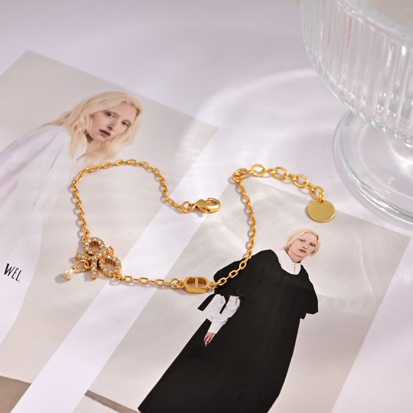 Graphic Letter Motif Statement Earrings in Polished Metal-Tone – Design 038 styled view