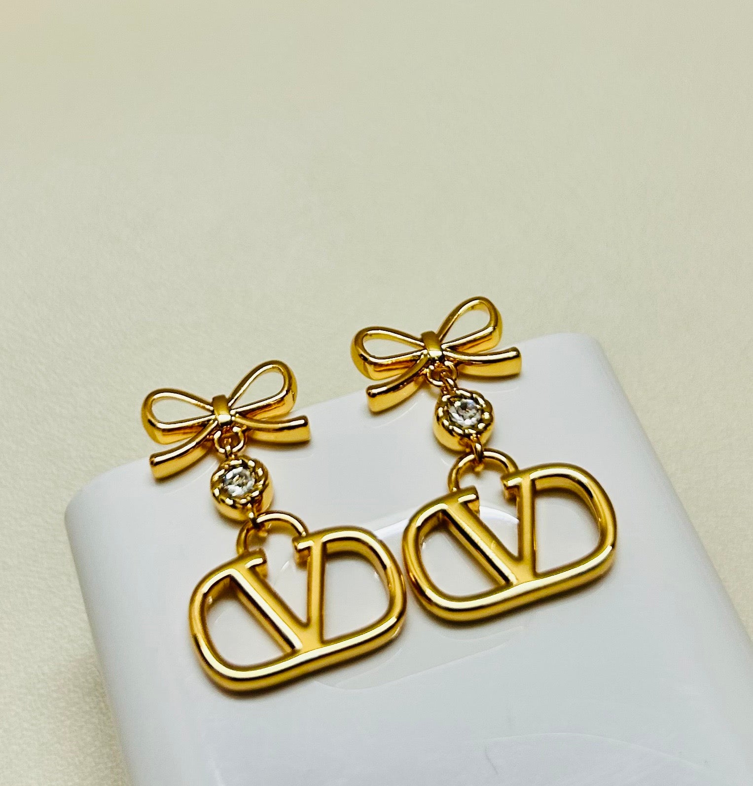Signature Emblem Stud Earrings in Gold-Tone – Design 16 side detail