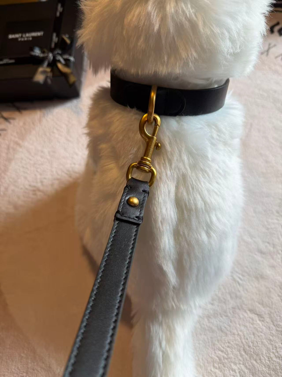 Leather Pet Collar & Leash Set – Design 01 front view