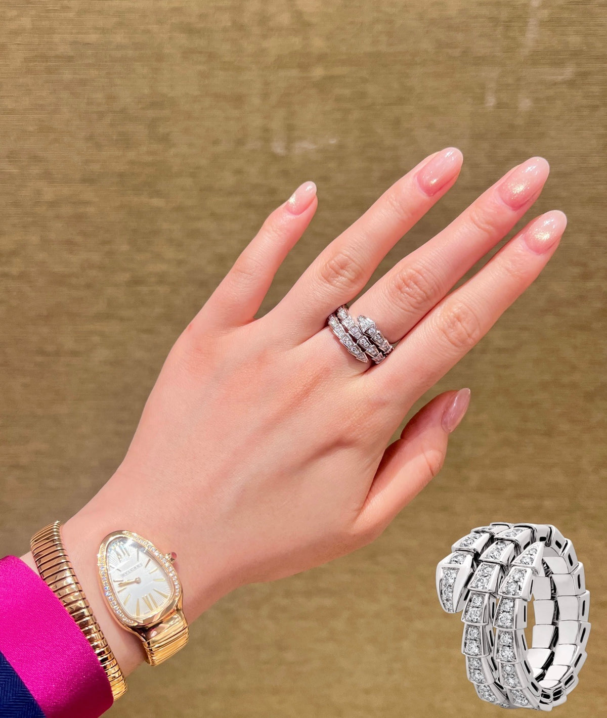 Serpentine Statement Ring in Silver-Tone front product view