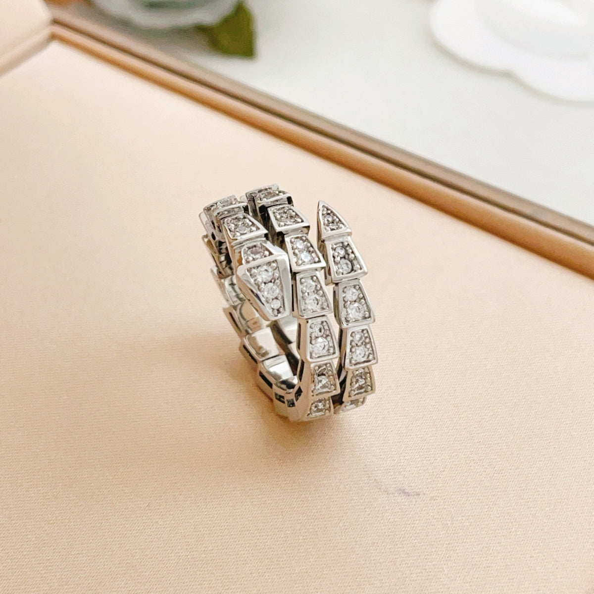 Serpentine Statement Ring in Silver-Tone front product view