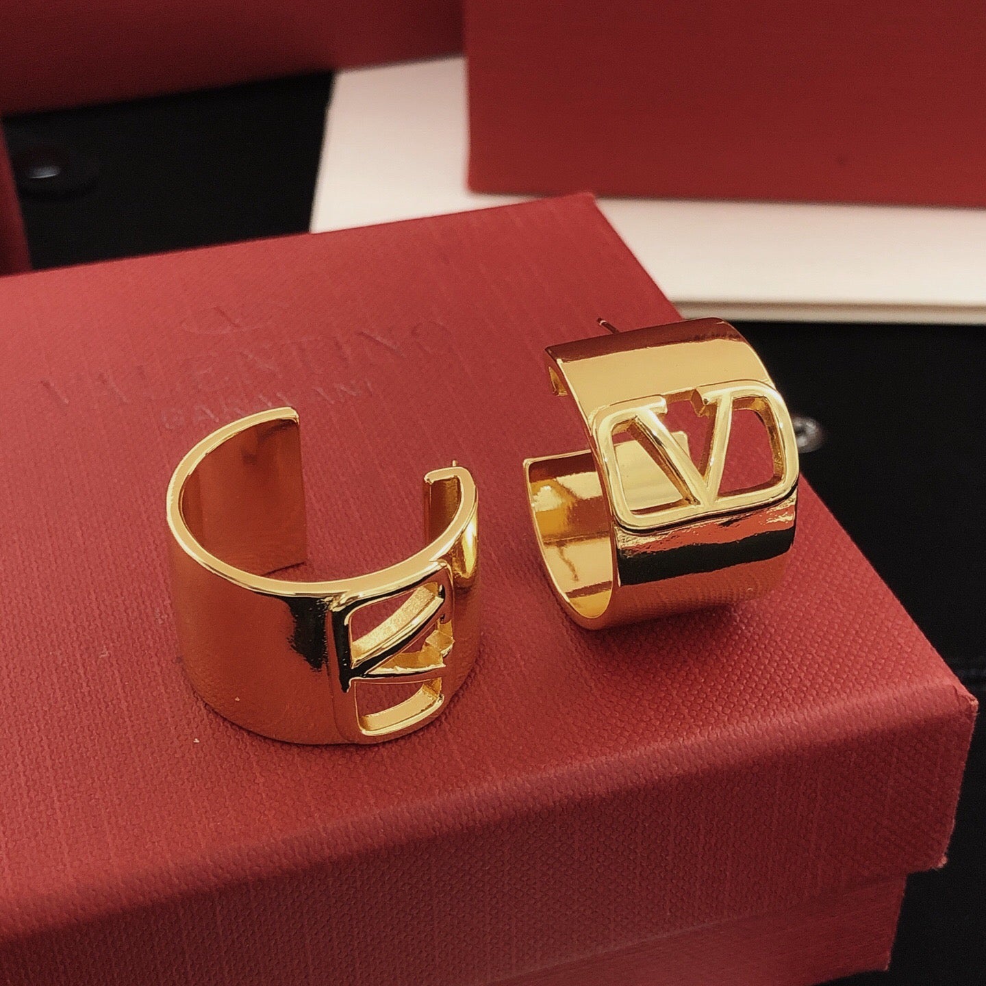 Signature Emblem Drop Earrings in Gold-Tone – Design 03 detail view