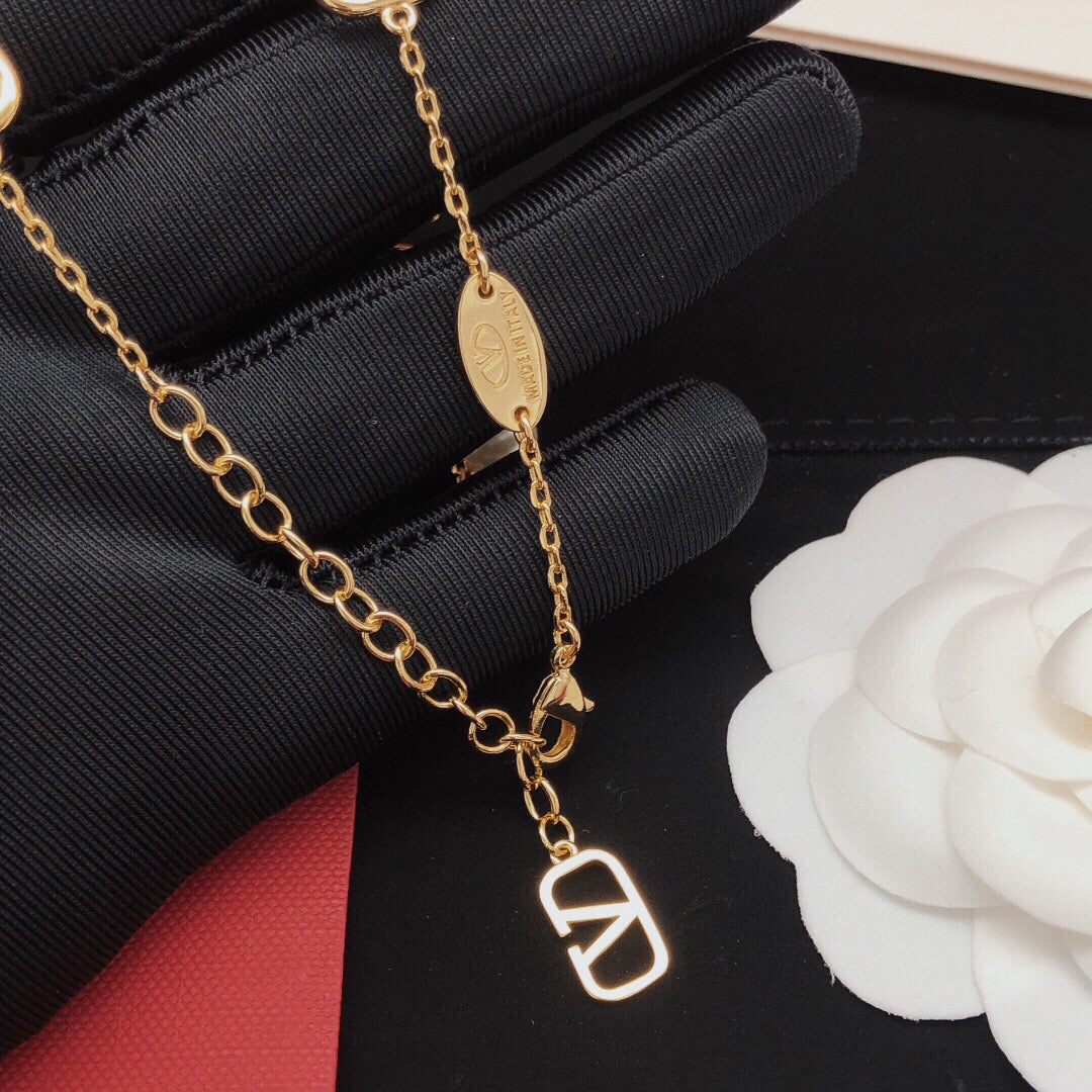 Signature Emblem Pendant Necklace in Polished Metal-Tone – Design 11 detail view