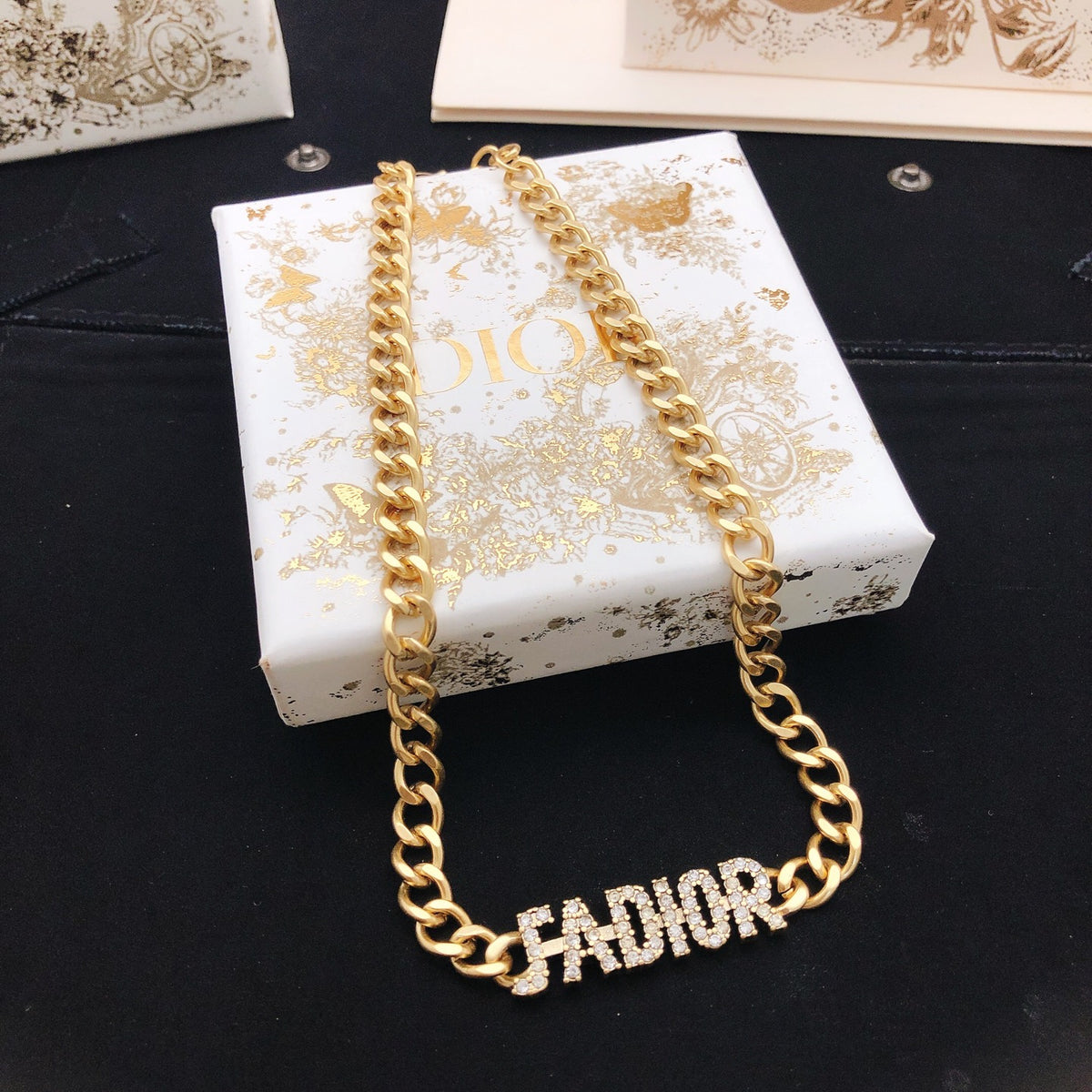 Graphic Letter Motif Pendant Necklace in Polished Metal-Tone – Design 019 main product view