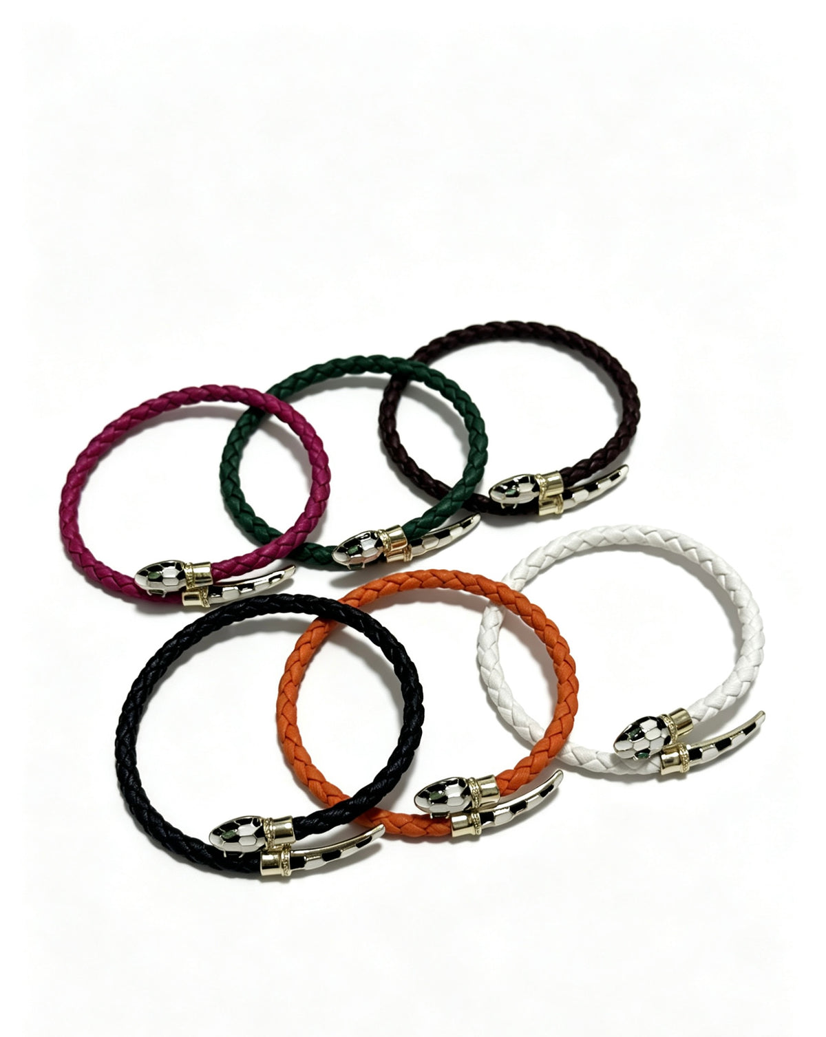 Geometric Emblem Braided Bracelet in Polished Metal-Tone – Design 004 side detail