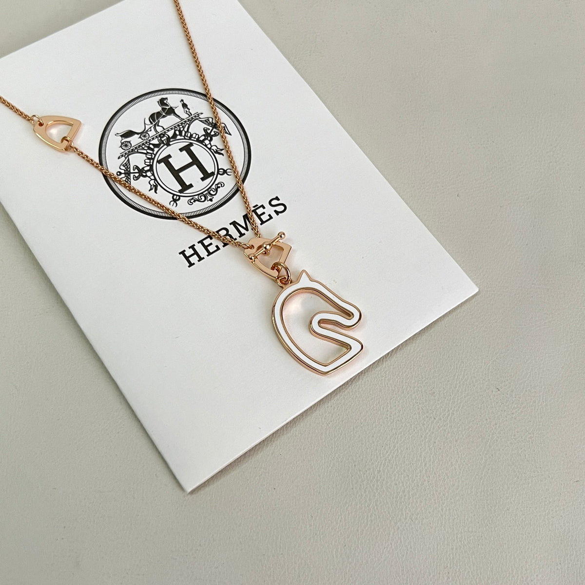 Horse Pendant Necklace in Polished Metal-Tone – Design 031 main product view