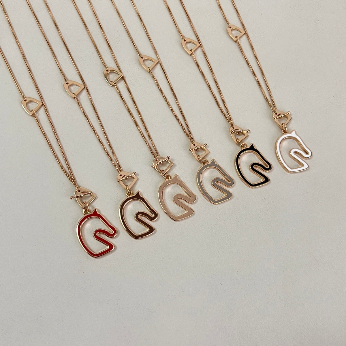 Horse Pendant Necklace in Polished Metal-Tone – Design 027 main product view