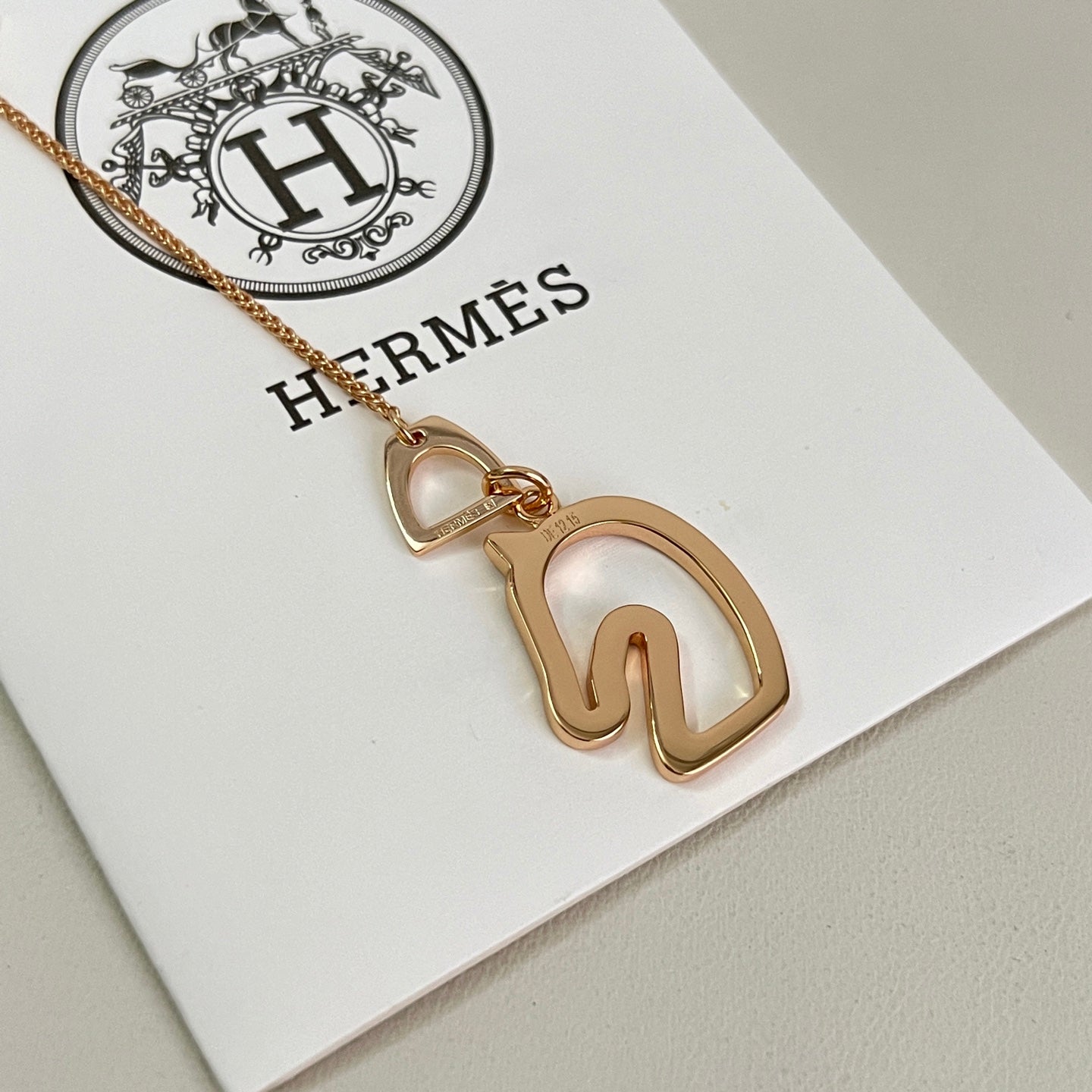 Horse Pendant Necklace in Polished Metal-Tone – Design 027 front product view
