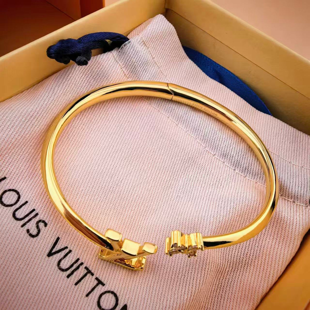 Letter Emblem Bangle in Polished Metal-Tone – Design 005 main product view