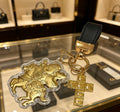 Double-G Emblem Keychain in Polished Metal-Tone – Design 031 main product view