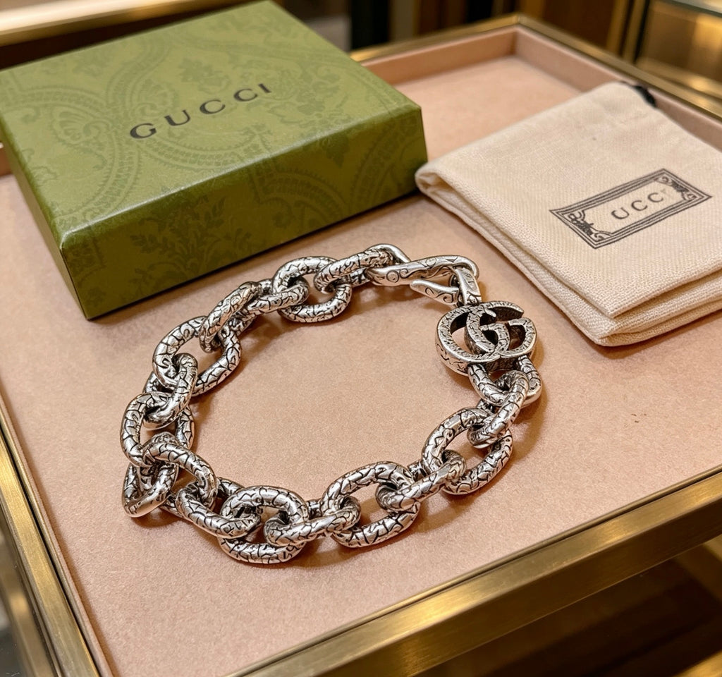 Geometric Emblem Bracelet in Polished Metal-Tone – Design 068 main product view