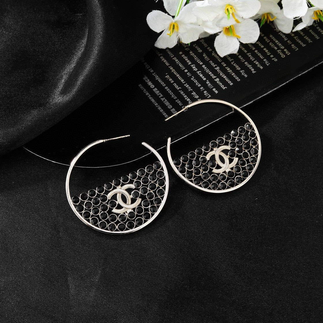 Signature Emblem Statement Earrings in Polished Metal-Tone – Design 037 main product view