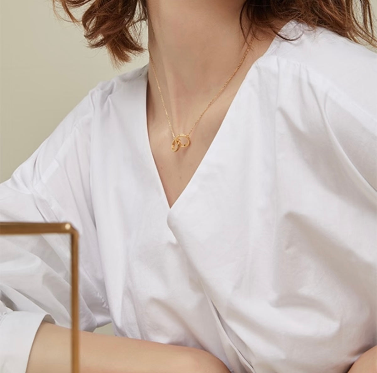 Rose Motif Pendant Necklace in Rose-Gold-Tone with Crystal-Style Accents front view