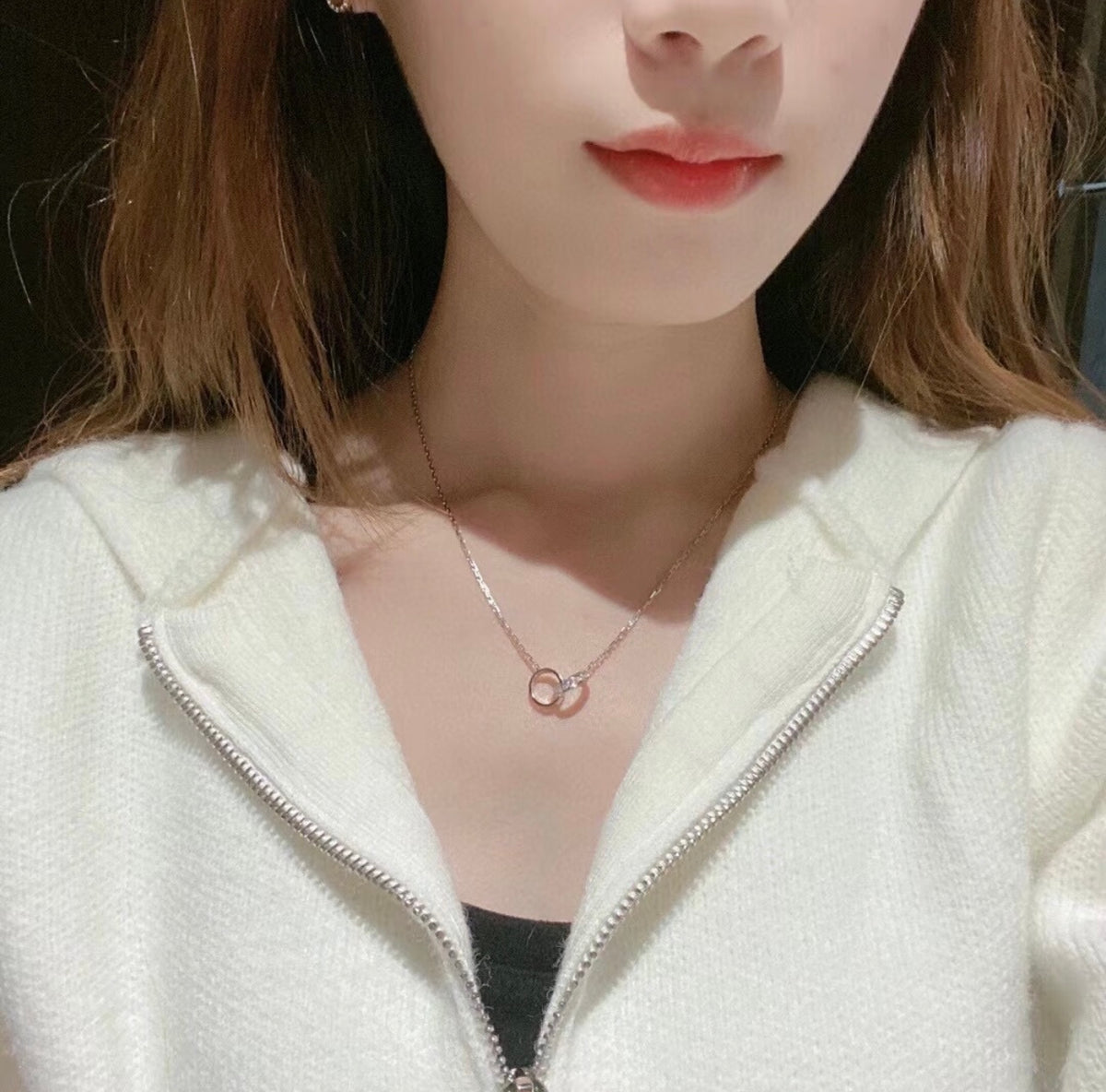 Rose Motif Pendant Necklace in Rose-Gold-Tone with Crystal-Style Accents main product view