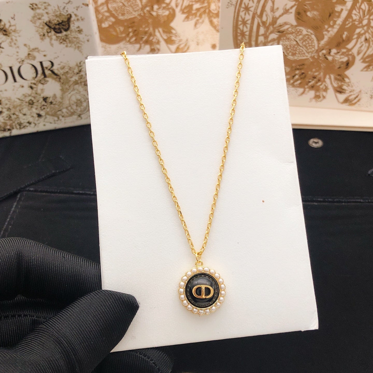 Sculptural Pendant Necklace in Black-Tone – Design 003 styled view