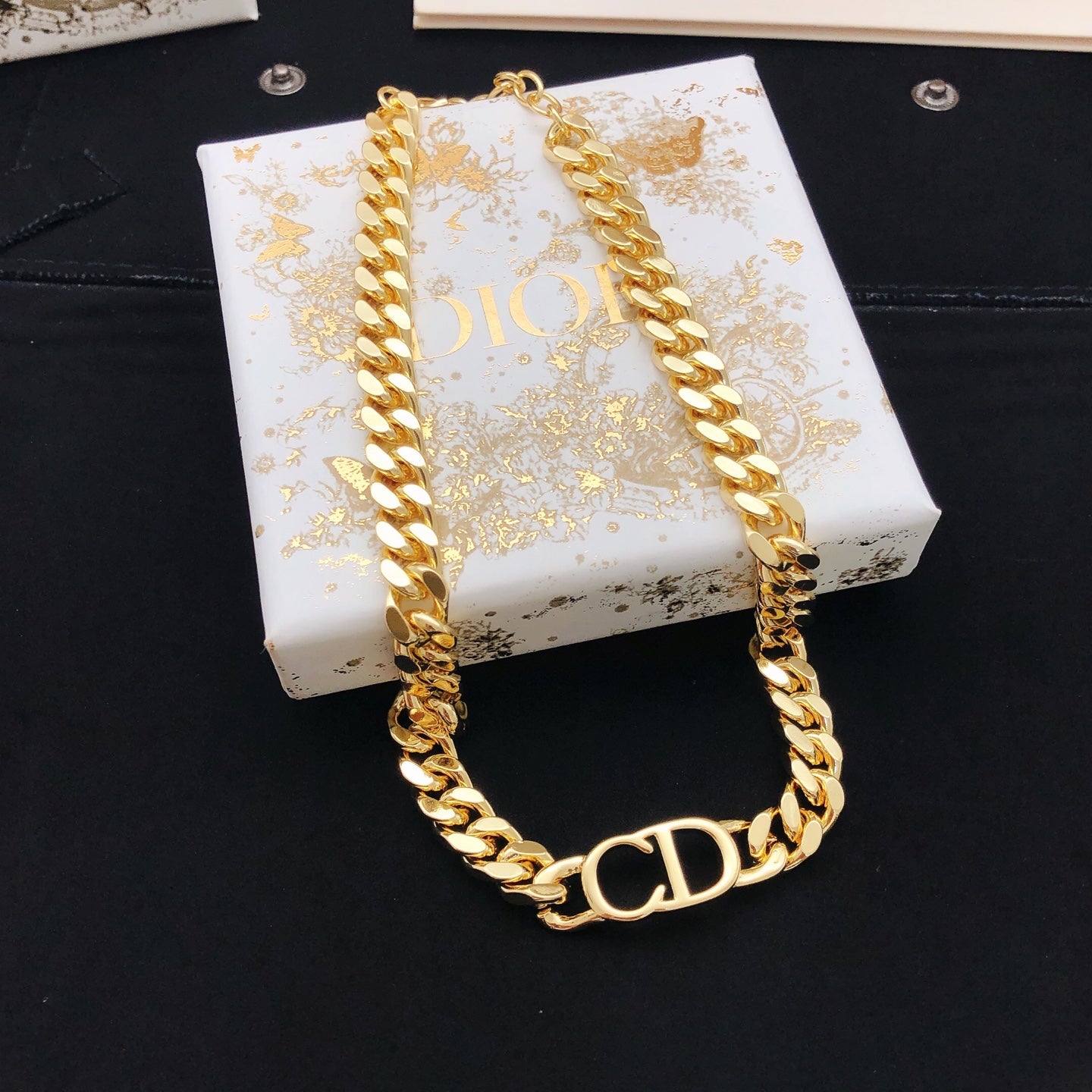 Graphic Letter Motif Pendant Necklace in Gold-Tone – Design 003 main product view