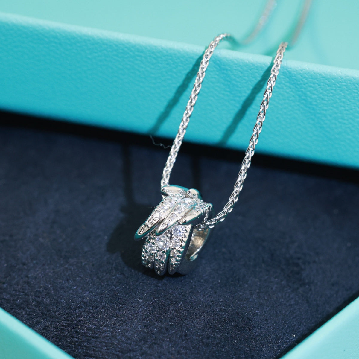 Signature Motif Pendant Necklace in Polished Metal-Tone – Design 02 styled product view