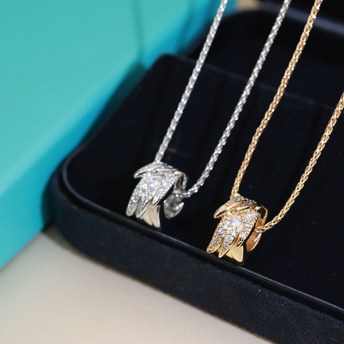 Signature Motif Pendant Necklace in Polished Metal-Tone – Design 02 front product view