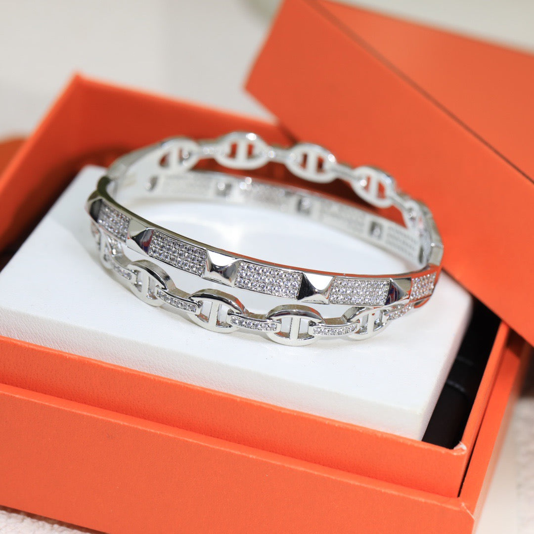 Horse Bangle in Polished Metal-Tone – Design 009 main product view