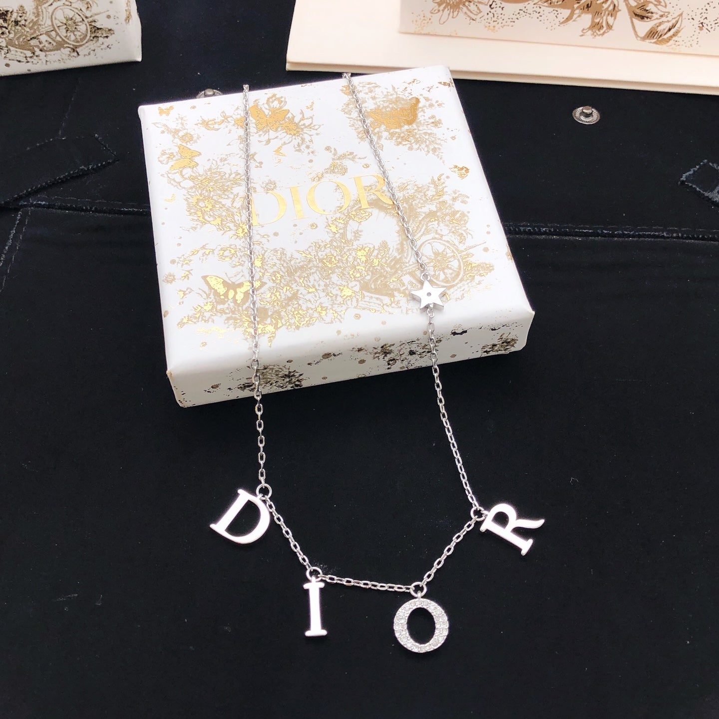 Graphic Letter Motif Pendant Necklace in Silver-Tone – Design 004 main product view