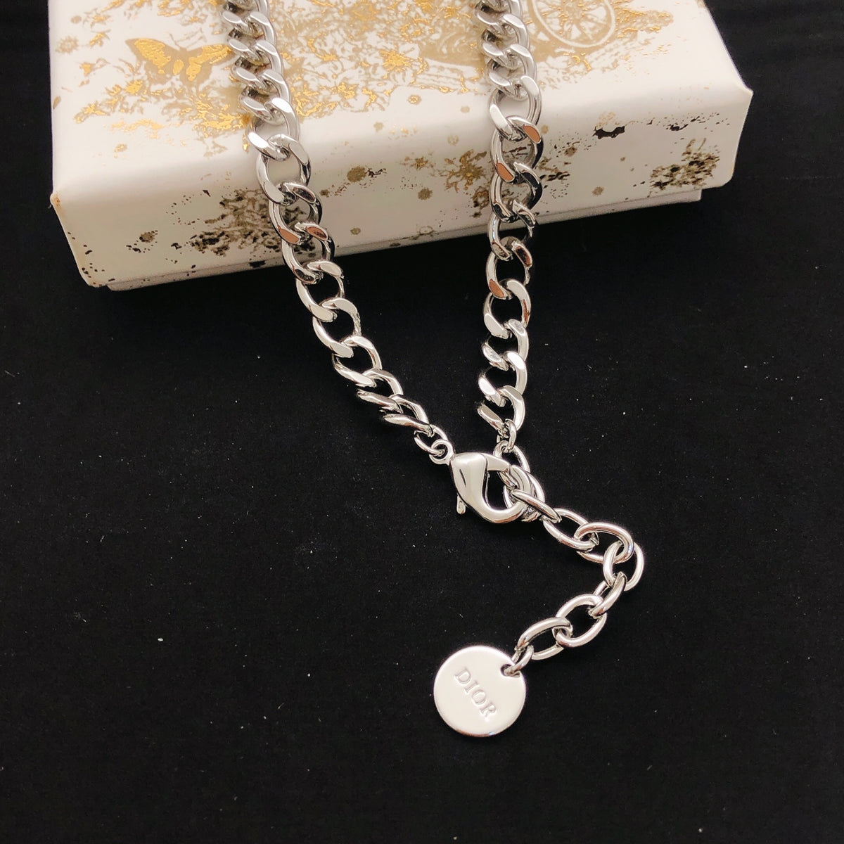 Heart Motif Pendant Necklace in Polished Metal-Tone – Design 009 front view