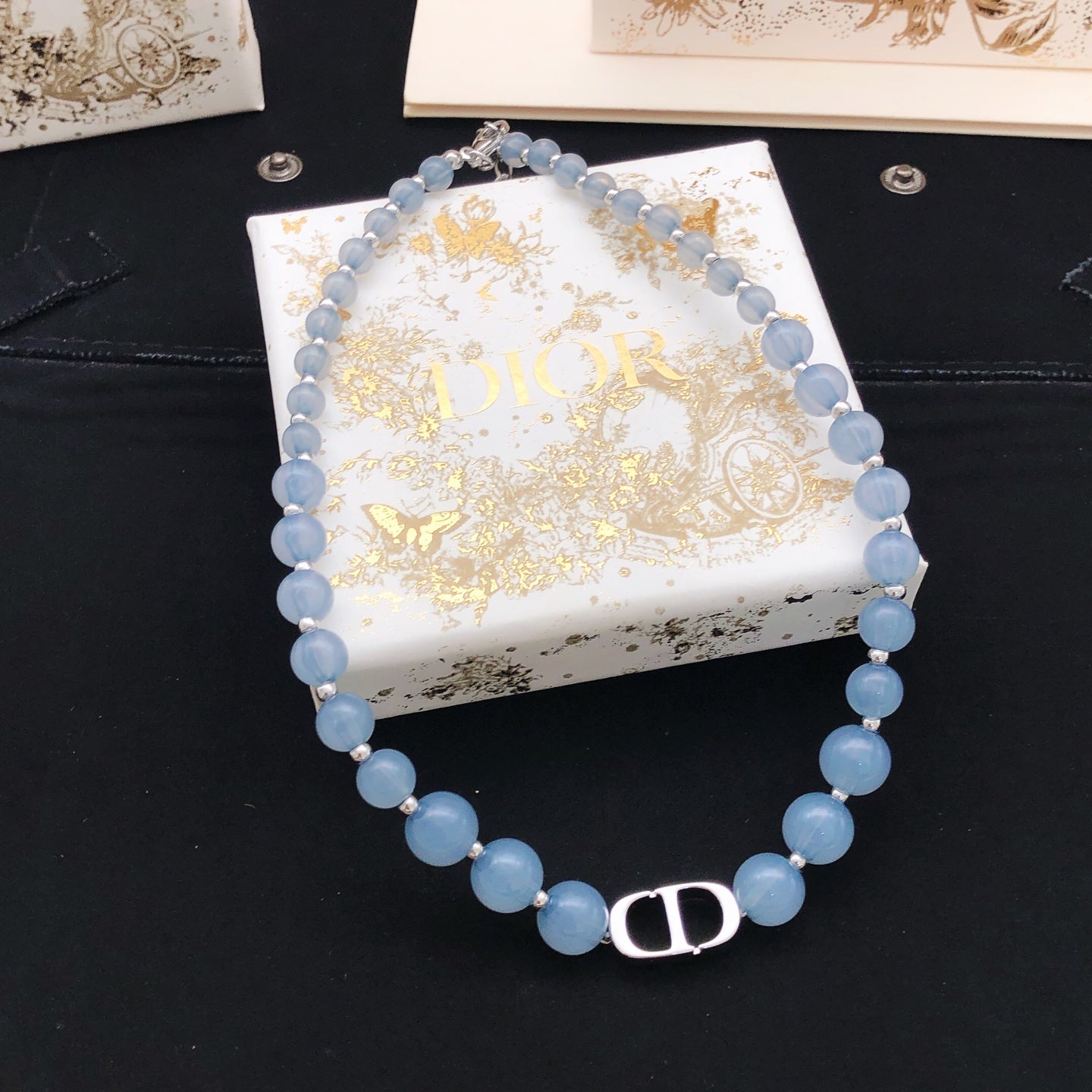Pearl-Style Motif Pendant Necklace in Polished Metal-Tone with Pearl-Style Detail – Design 014 main product view