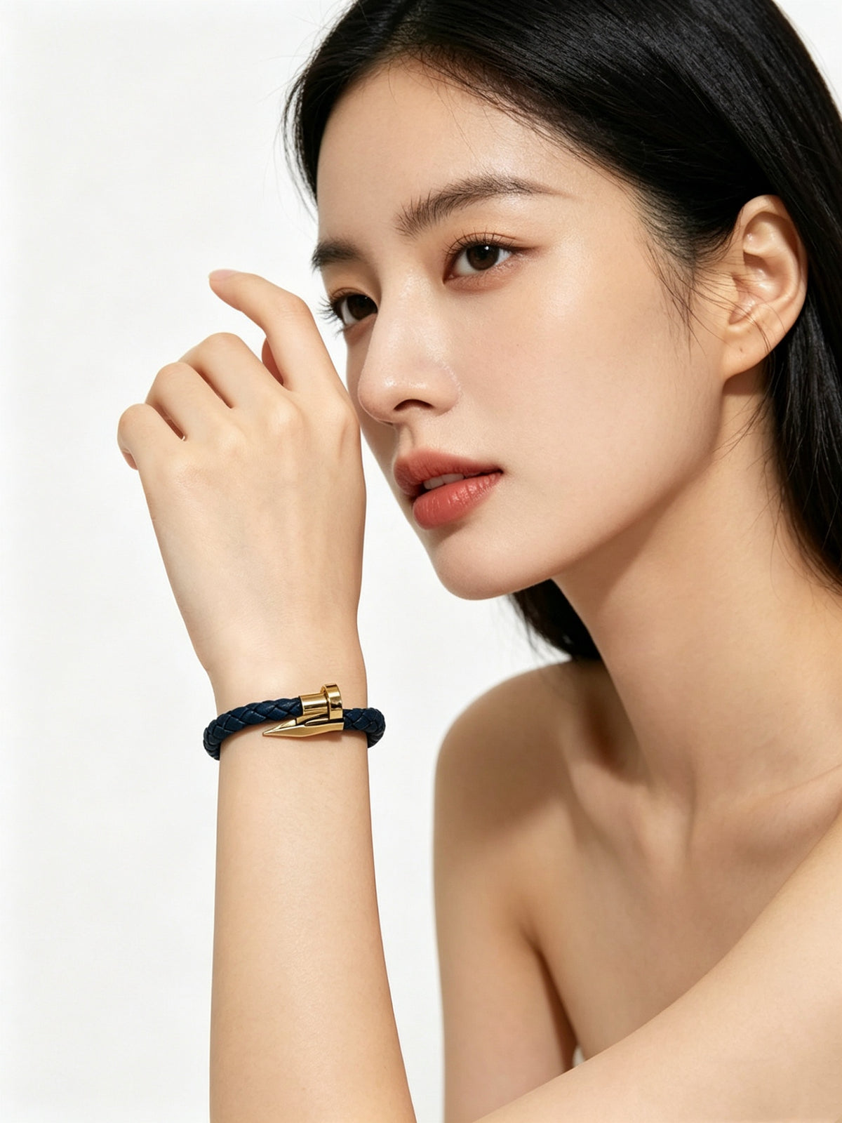 Sculptural Statement Bracelet in Gold-Tone – Design 122 front view